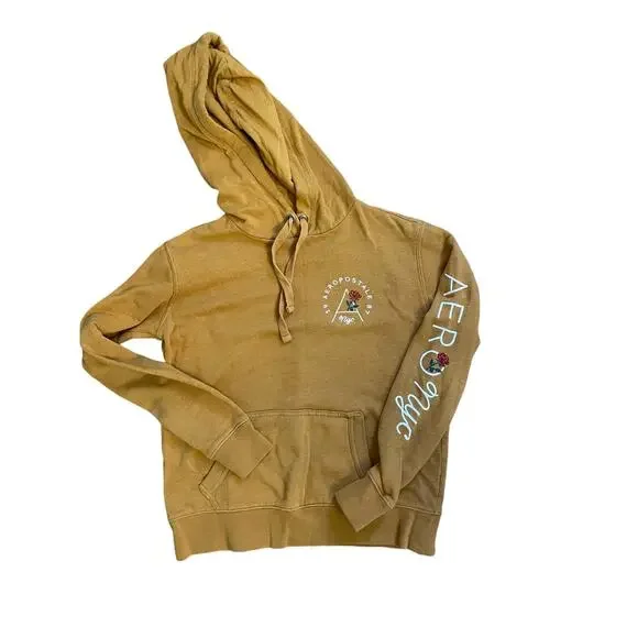 Aeropostale gold hoodie with roses. - Picture 1 of 3